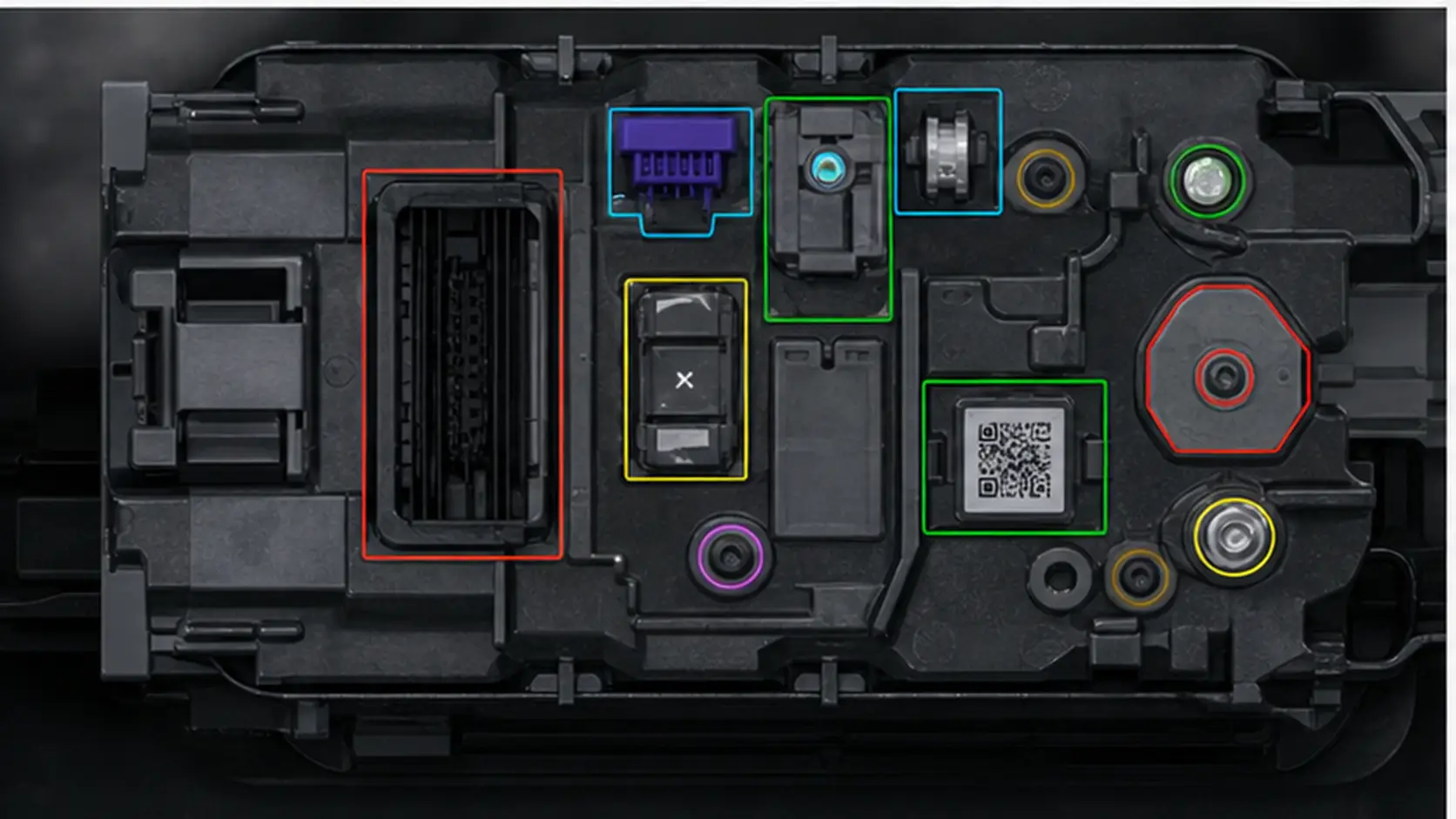 Stazione SOP-500 per verifica assemblaggio multi-step in funzione su una stazione manuale di assemblaggio elettronica automotive